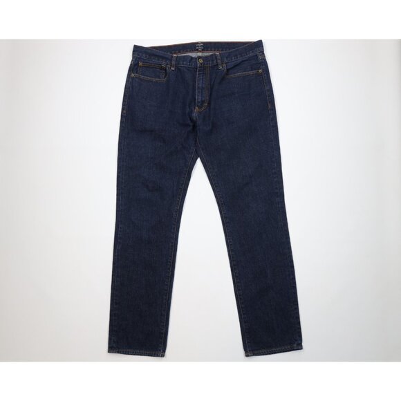 J Crew Mens 35x32 Faded The Driggs Slim Fit Straight Leg Denim Jeans Indigo Blue - Picture 1 of 10